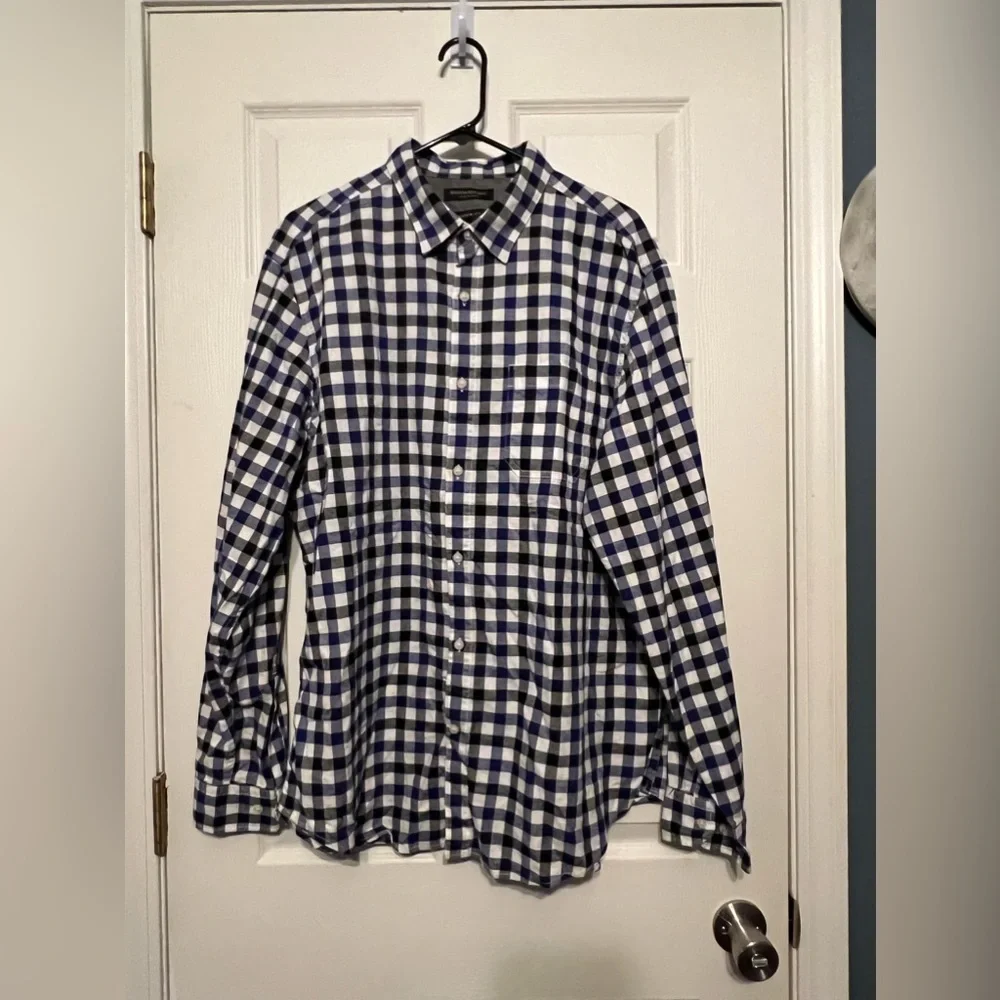 Banana Republic Men’s XL Flannel Camden Fit Button Up Shirt Plaid Blue X Large